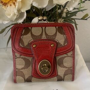 Vintage Coach Gigi legacy 65th anniversary wallet/ billfold Red /Brown RARE Y2K